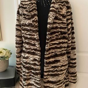 Pre-owned Adrienne Landau Faux Fur Brown Coat/Jacket, size M